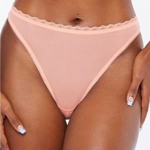Savage X Fenty Mesh Crotchless High-Leg Bikini Pink Peach